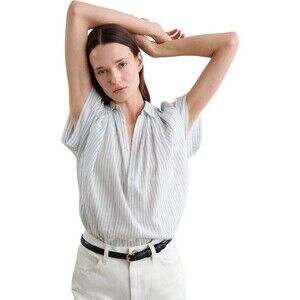 Nili Lotan Normandy Shirt Tunic Top Striped Printed Cotton Oversized L 285722